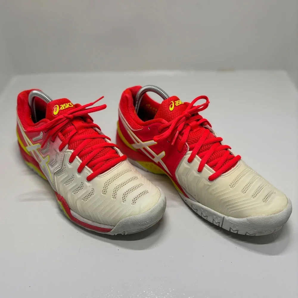 ASICS Gel-Resolution 7 Women’s 9.5 Tennis Shoes Red Pink White Athletic Sneakers - Picture 3 of 13